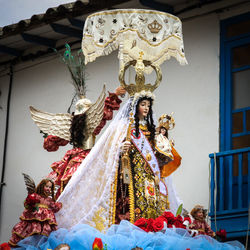 Statue of buddha against building