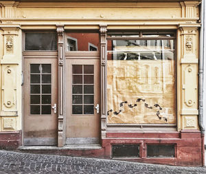 Closed door of building