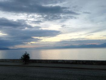 Scenic view of sea against cloudy sky