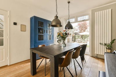 Empty chairs and table at home