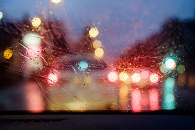 Close-up of wet car window