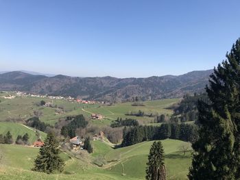 Scenic view of landscape against clear sky