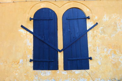 Close-up of blue door