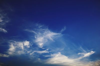 Low angle view of clouds in blue sky