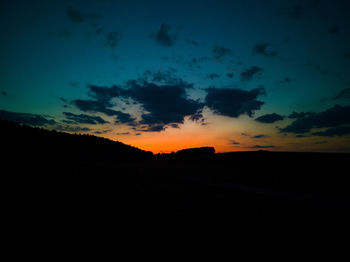 Scenic view of silhouette landscape against sky during sunset