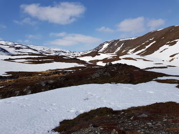 Snow covered mountain against sky