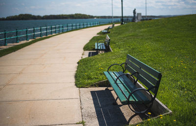 Empty bench in park