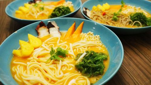 Close-up of food served in plate