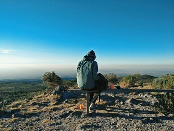 Hiker overlooking from mount kenya