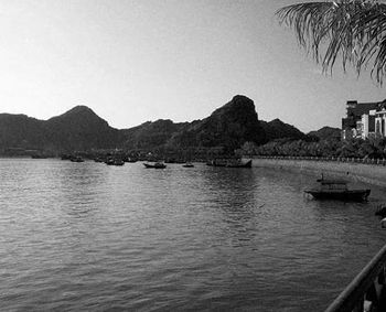 Scenic view of boats in sea