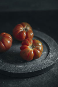 High angle view of tomatoes on table