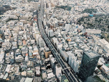 High angle view of city street