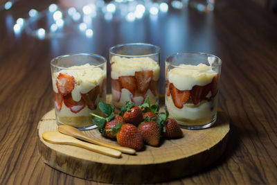 Close-up of dessert on table