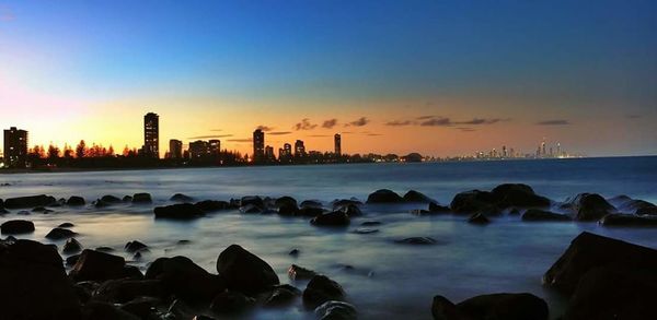 Scenic view of sea at sunset