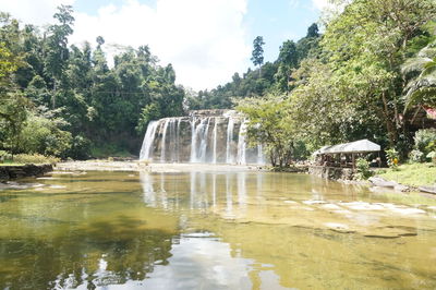 Scenic view of dam against sky