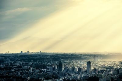 High angle view of townscape against sky