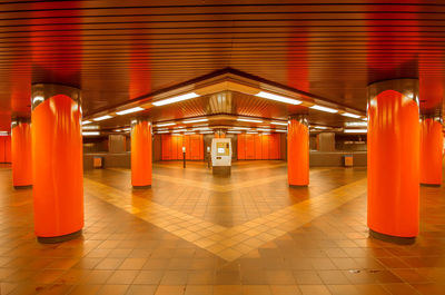 Illuminated subway station