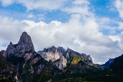 Scenic view of mountains against cloudy sky