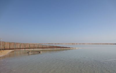 Scenic view of sea against clear sky