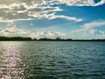 Scenic view of lake against sky