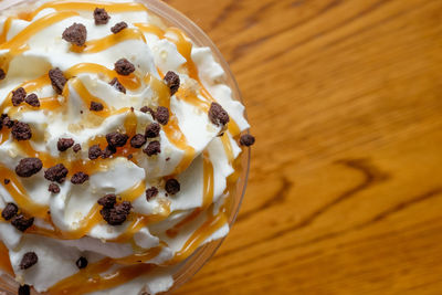 Close-up of dessert on table