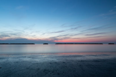 Scenic view of calm sea at sunset