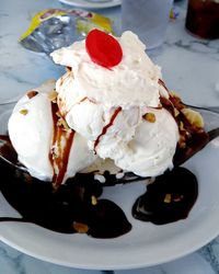 Close-up of ice cream in plate