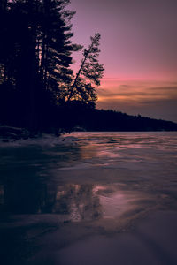 Scenic view of silhouette trees against sky during sunset