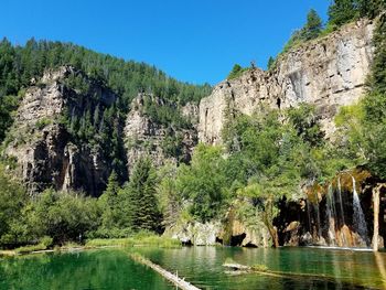 Panoramic view of rocks and plants against sky