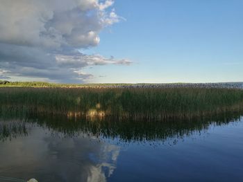 Scenic view of lake against sky