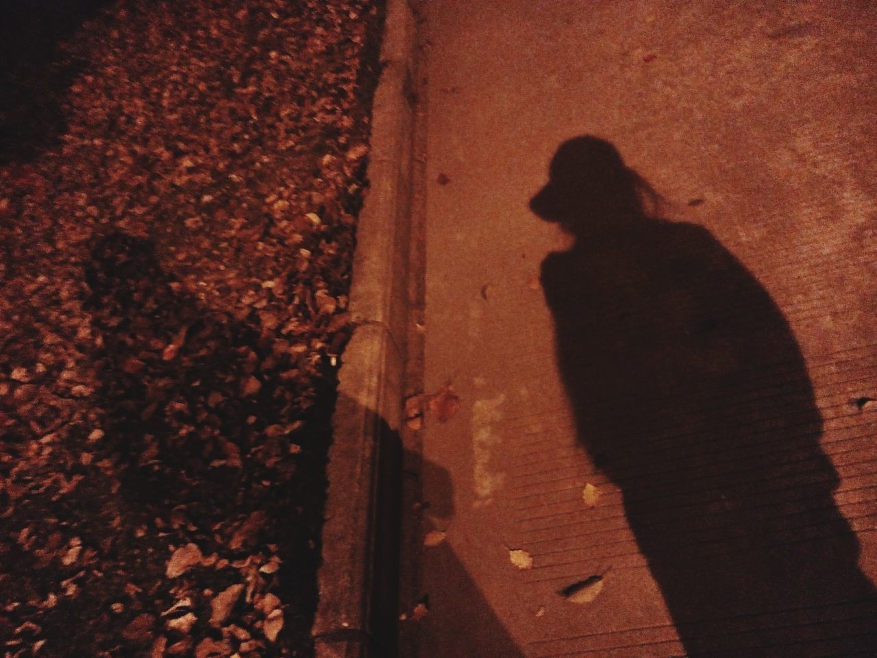 SHADOW OF MAN STANDING ON SILHOUETTE GROUND