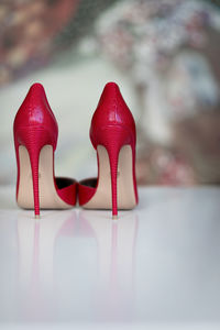 Close-up of red shoes