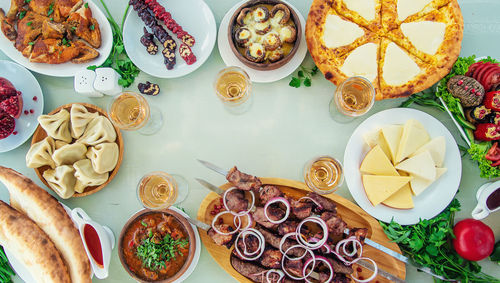 Directly above shot of food on table