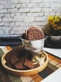 Close-up of ice cream on table