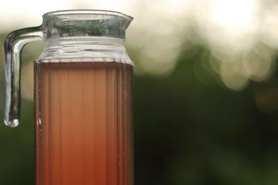 Close-up of drink in jar