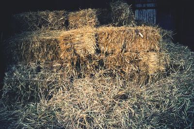 Full frame shot of hay bales on field