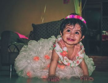 Portrait of cute girl smiling