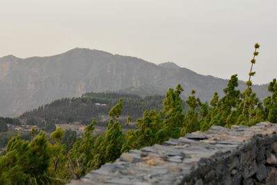 Scenic view of mountains against clear sky