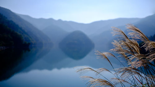 Scenic view of lake and mountains