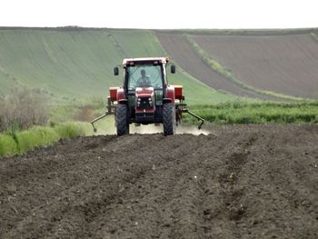 Tractor on agricultural field