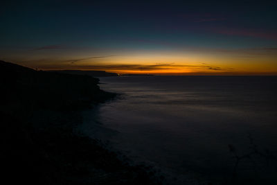 Scenic view of sea against sky at sunset