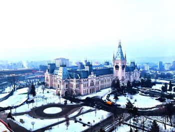 View of cityscape against clear sky