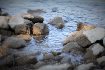 Scenic view of river flowing through rocks