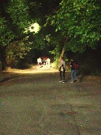 Woman playing in park