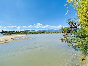 Scenic view of lake against sky