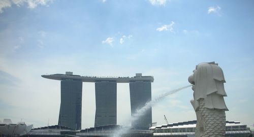 Low angle view of building against cloudy sky