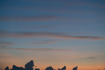 Low angle view of silhouette trees against sky at sunset