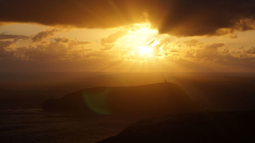 Scenic view of sunset over sea