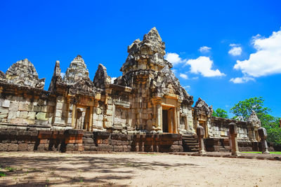 Exterior of temple against blue sky