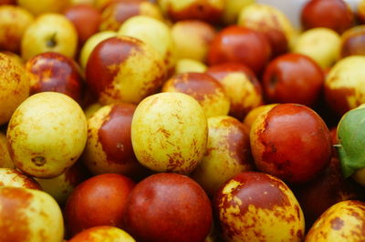 Full frame shot of apples for sale at market stall